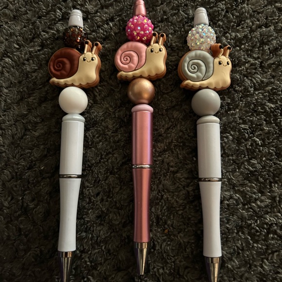 Hand Crafted Other - Snail Themed Pens with Glitter Accents